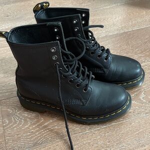 Dr. Martens Black Boots with Yellow Stitching